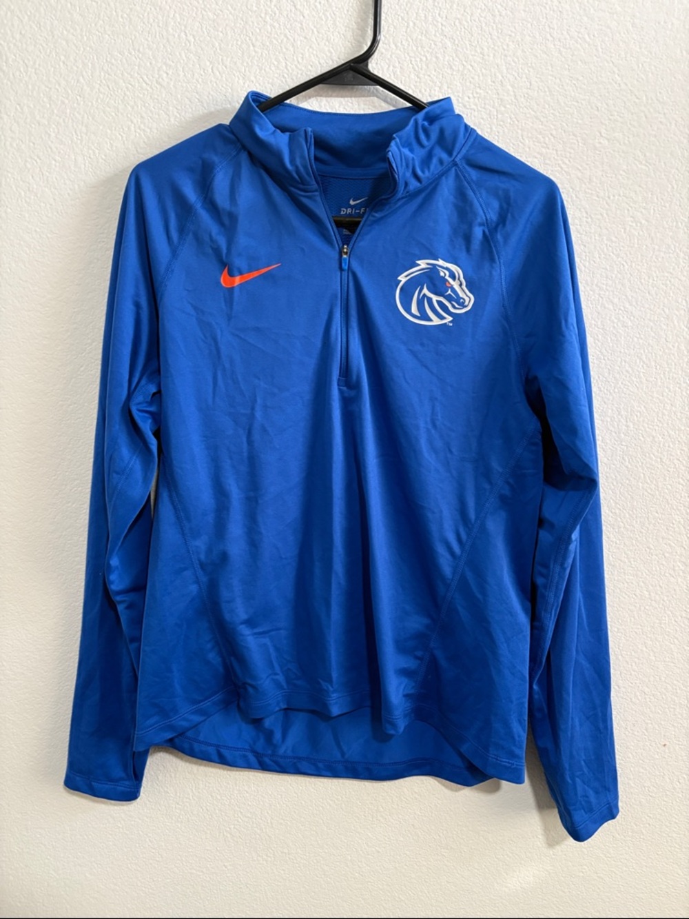 Nike Royal Blue Quarter Zip Pullover with Orange Swoosh